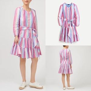 J. Crew Belted Button-up Dress In Pastel Stripe